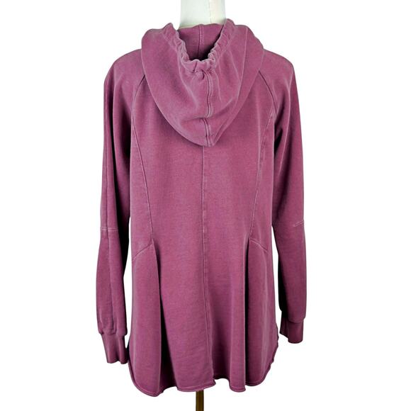 Pilcro by Anthropologie Flynn Flared Pleated Hoodie Sweatshirt Raspberry Small - Picture 4 of 10
